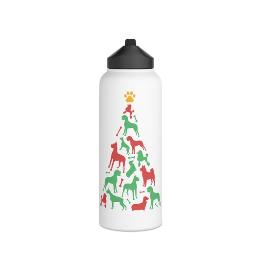 Christmas Tree Dog - Stainless Steel Water Bottle
