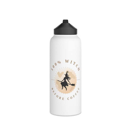 100% Witchy Before Coffee - Stainless Steel Water Bottle