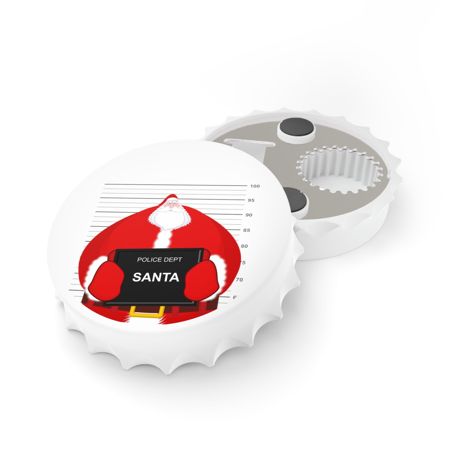Magnetic Bottle Opener - Mugshot Santa