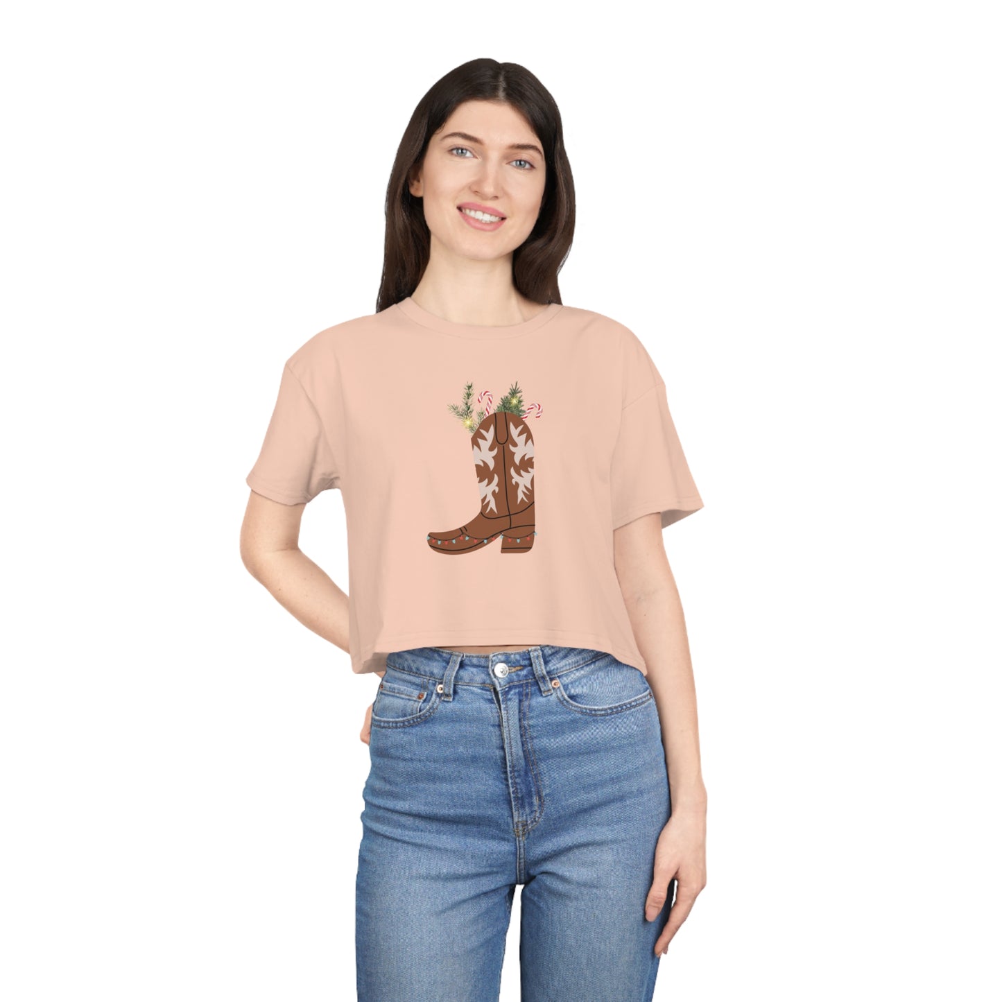Country Christmas Boot - Crop Tee