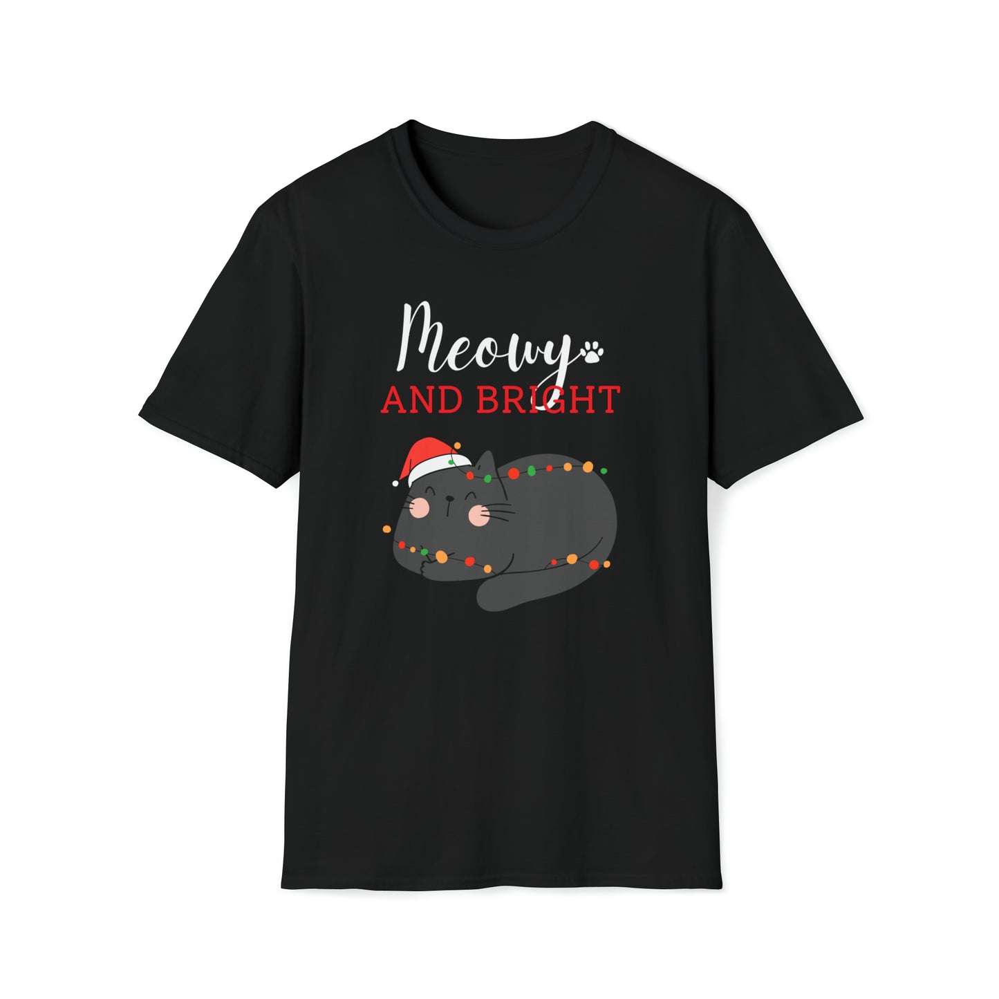 Christmas T-Shirt - Meowy And Bright!