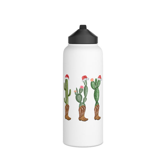 Country Cactus Christmas - Stainless Steel Water Bottle