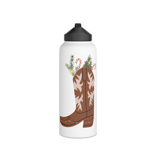 Christmas Country Boot - Stainless Steel Water Bottle