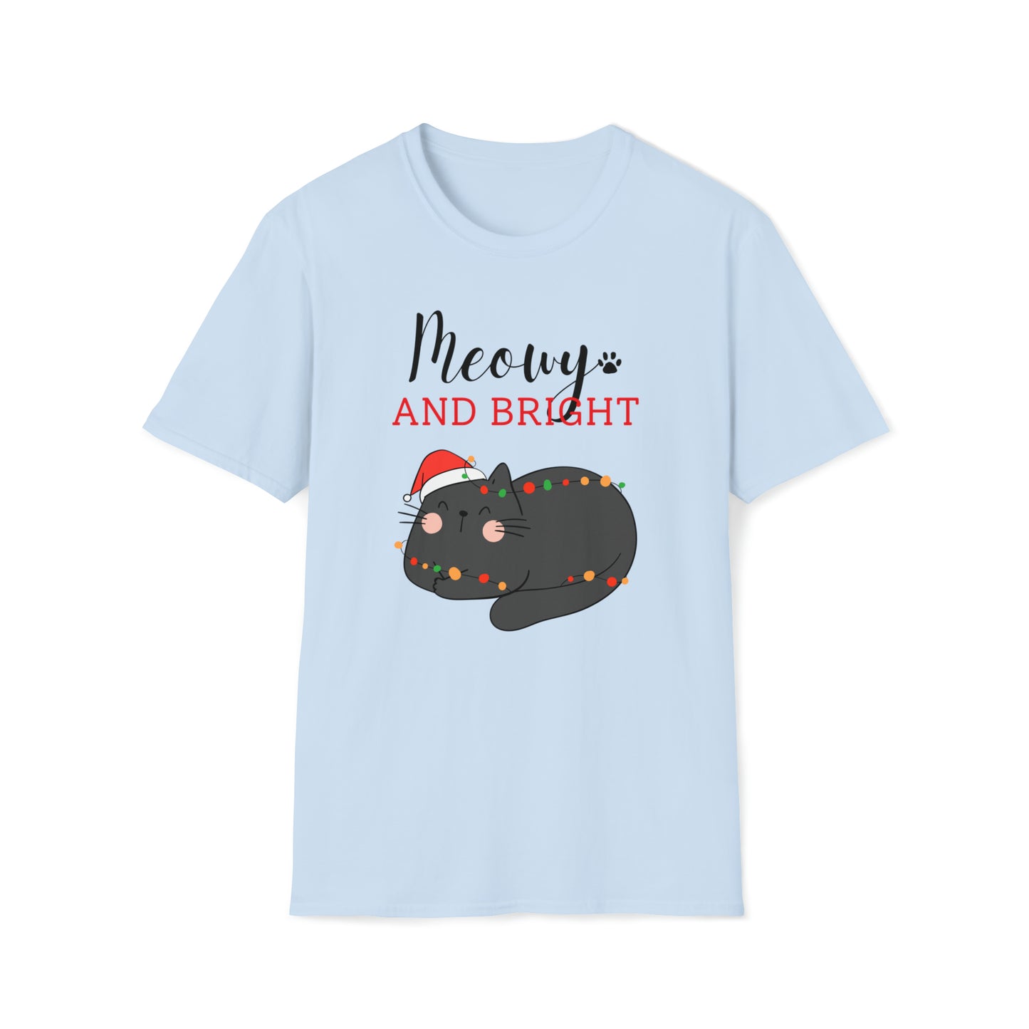 Christmas T-Shirt - Meowy And Bright!
