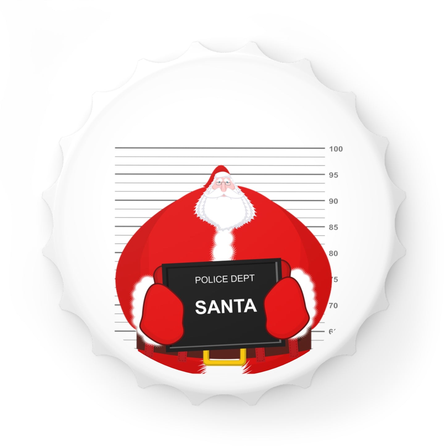 Magnetic Bottle Opener - Mugshot Santa
